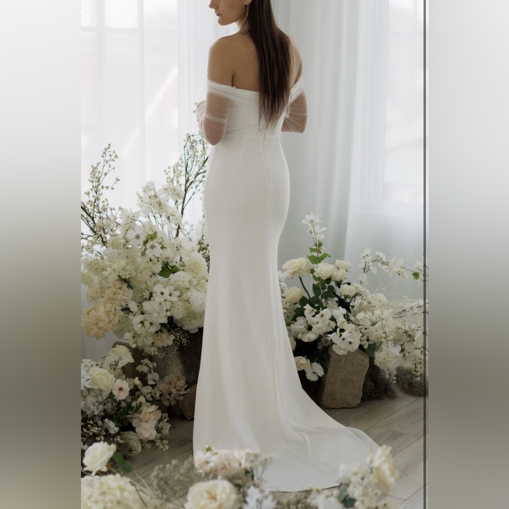 LULUS Beautifully Beloved White Mesh Off-the-Shoulder Wedding Dress - Small